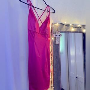 Small mini pink satin dress